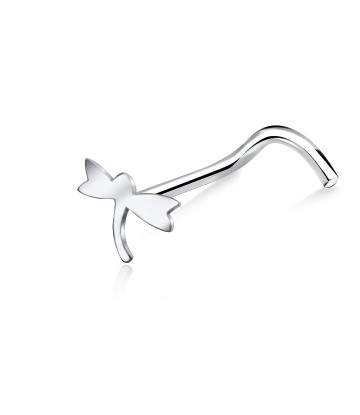 Dragonfly Shaped Silver Curved Nose Stud NSKB-137